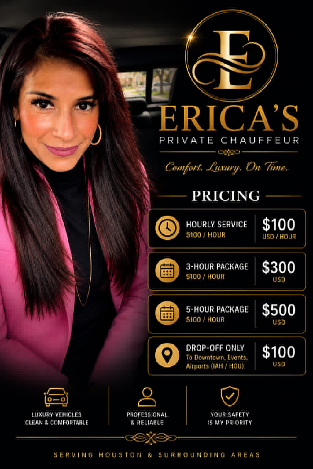 Luxury Private Chauffeur Service in Houston, TX | Erica’s Private Chauffeur